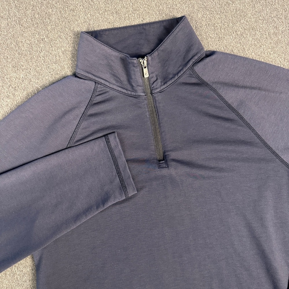 Faherty Mens M Quarter Zip Pullover Navy Blue Repreve Performance Long Sleeve